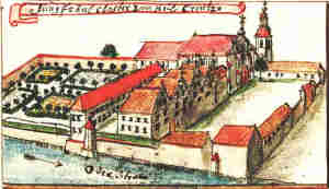 Jungfrul. Closter zu Heil. Creutz - Klasztor w. Krzya, widok z lotu ptaka